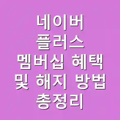 네이버 플러스 멤버십 혜택 및 해지 방법 총정리